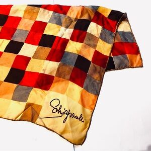 Schiaparelli Vintage Color Block Square Silk Scarf